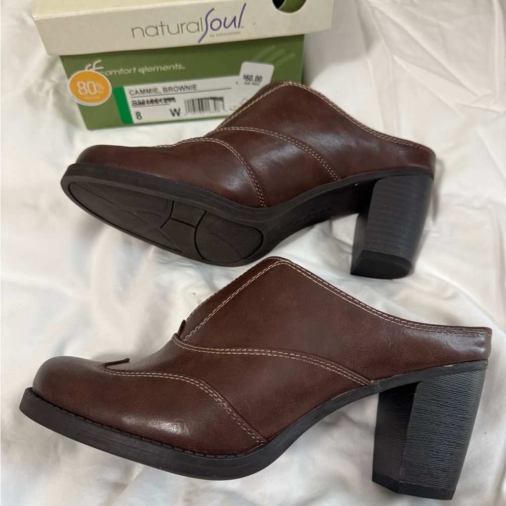 Natural Soul Brown Leather Comfortable Slip‑Ons size 8 - Picture 2 of 3